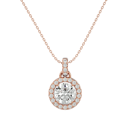 Claire – Round Diamond Halo Pendant