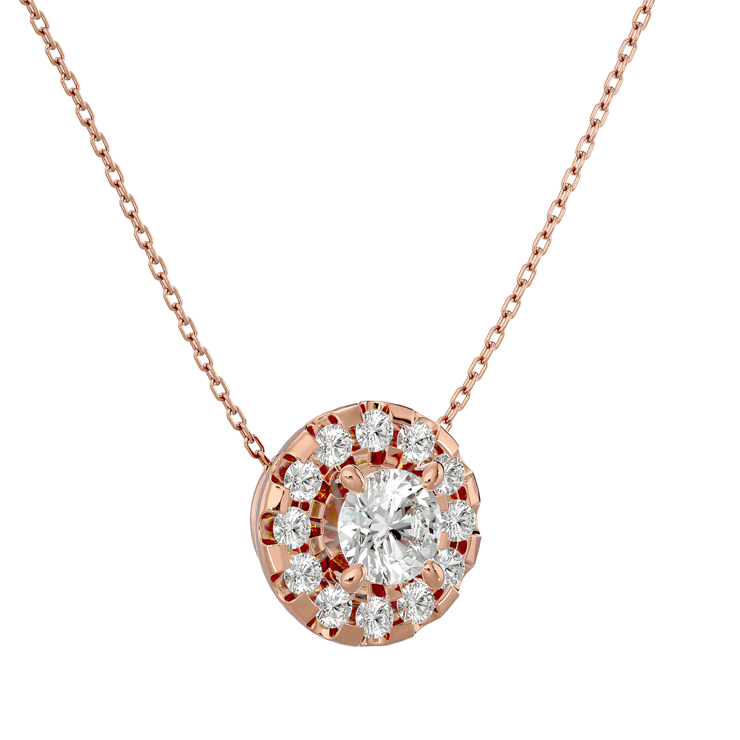 Dalia – Spaced Halo Diamond Pendant