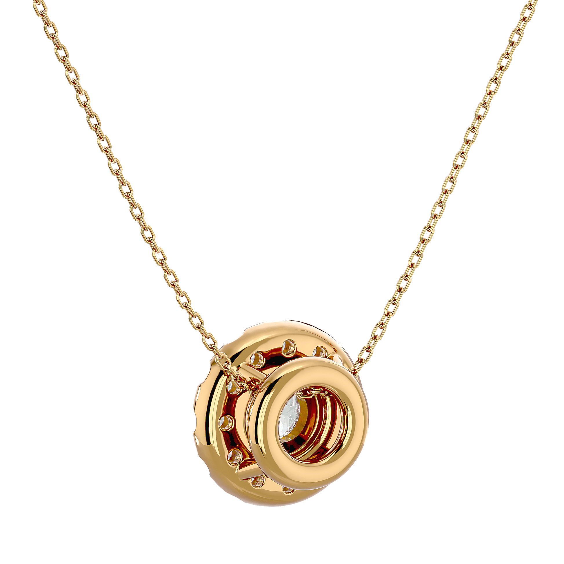 Dalia Spaced Halo Diamond Pendant by Carat House Dubai featuring a sparkling diamond pendant on a delicate chain.