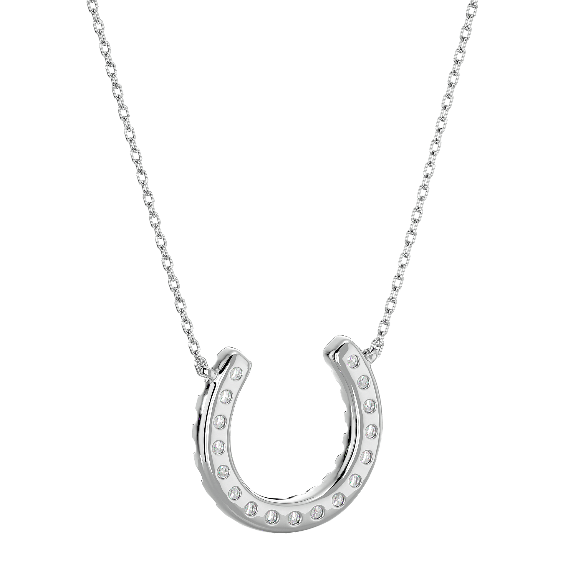 Eileen Diamond Horseshoe Pendant by Carat House Dubai featuring a sparkling diamond horseshoe design on a delicate chain