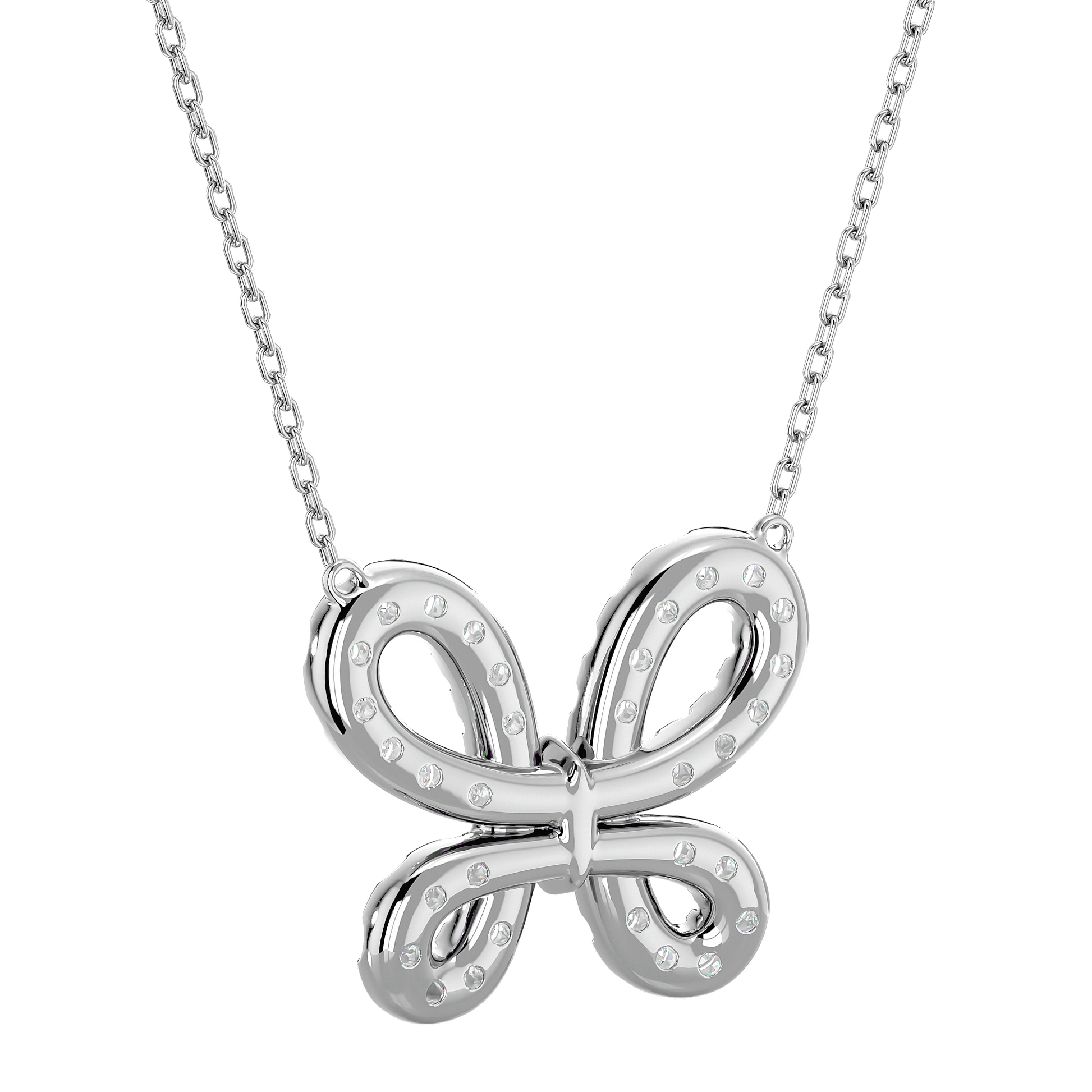 Diamond butterfly pendant from Carat House Dubai, Chrysalis collection, featuring intricate design and sparkling gemstones.