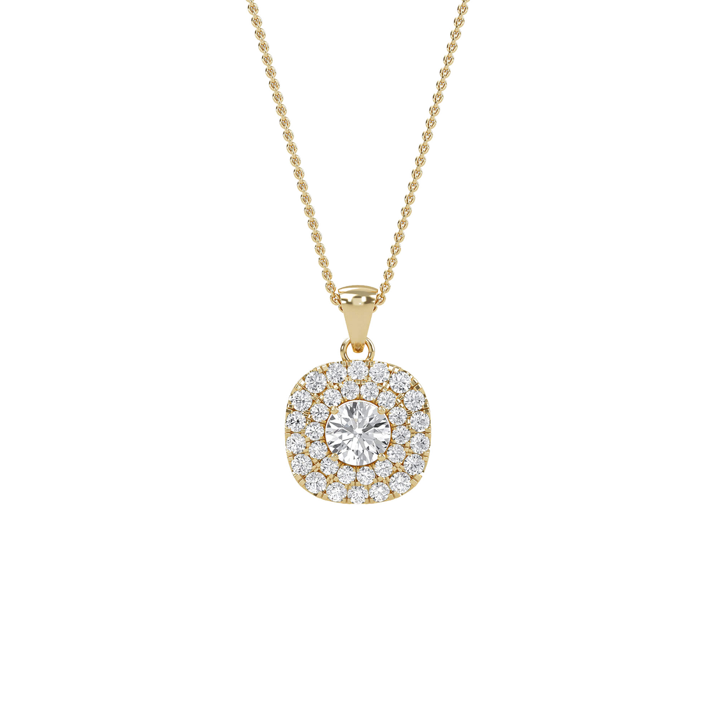 Nina - Double Halo Round Diamond Pendant