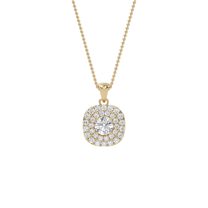 Nina - Double Halo Round Diamond Pendant