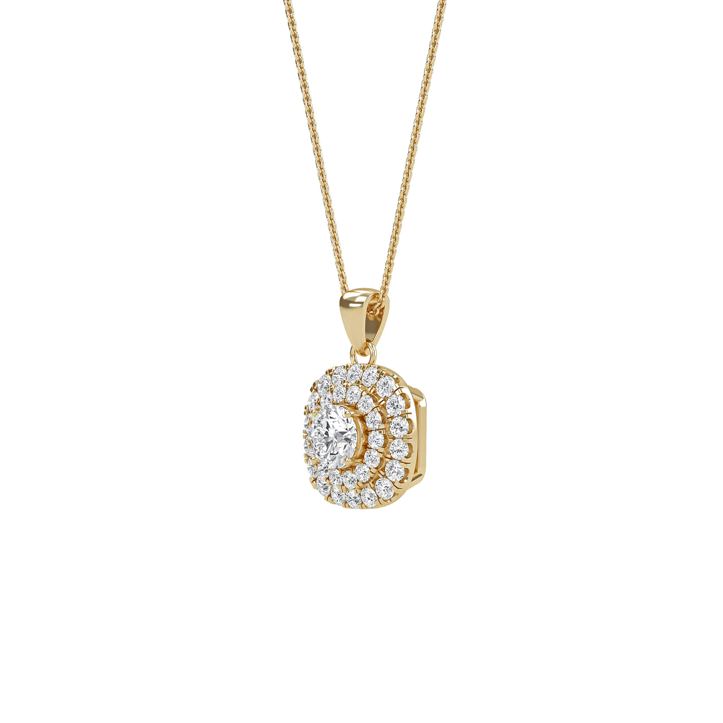 Nina - Double Halo Round Diamond Pendant