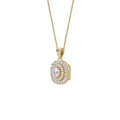 Nina - Double Halo Round Diamond Pendant
