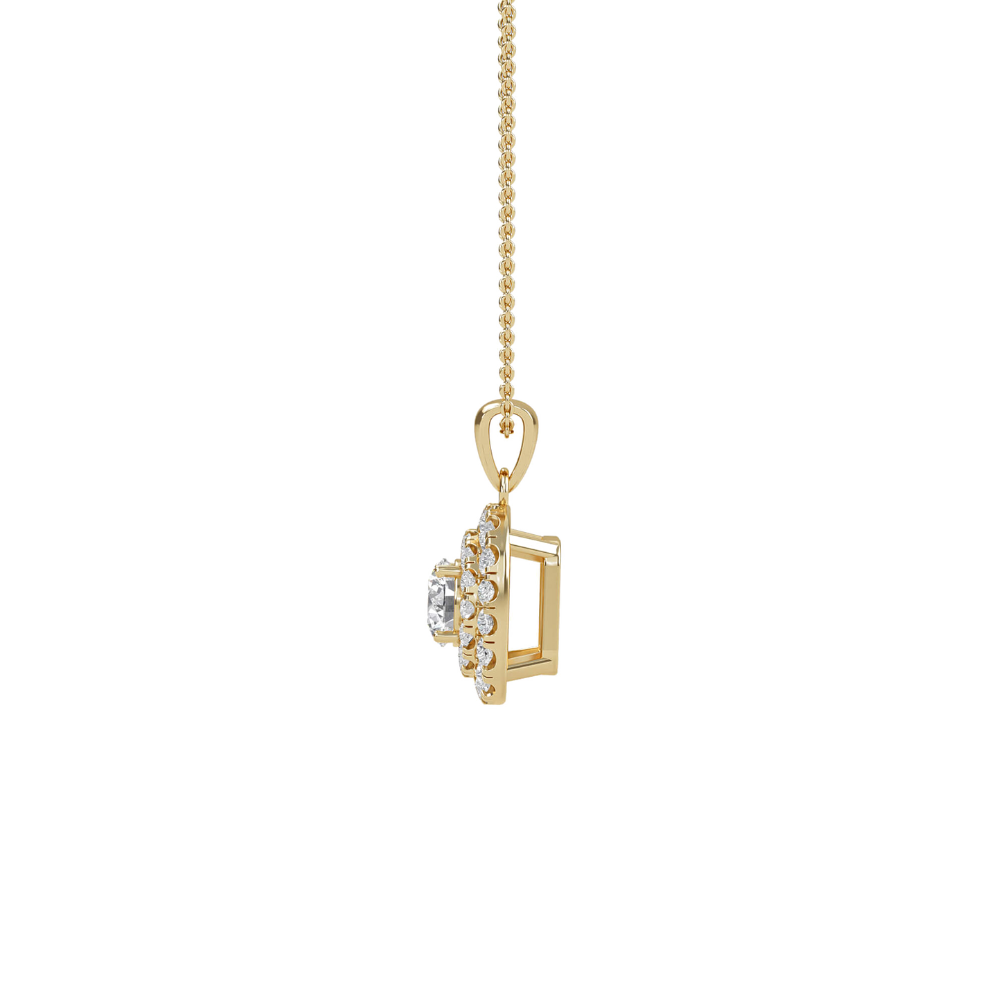 Nina - Double Halo Round Diamond Pendant