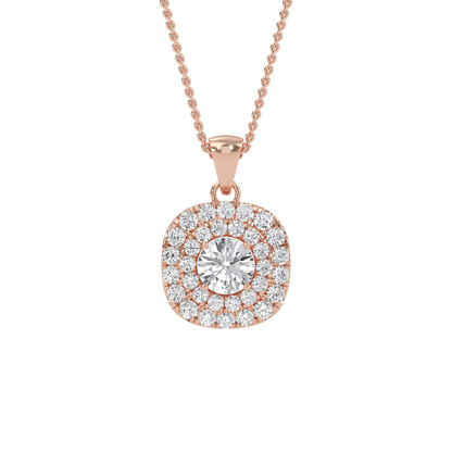 Nina - Double Halo Round Diamond Pendant
