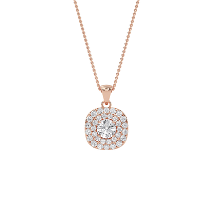 Nina - Double Halo Round Diamond Pendant