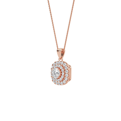 Nina - Double Halo Round Diamond Pendant