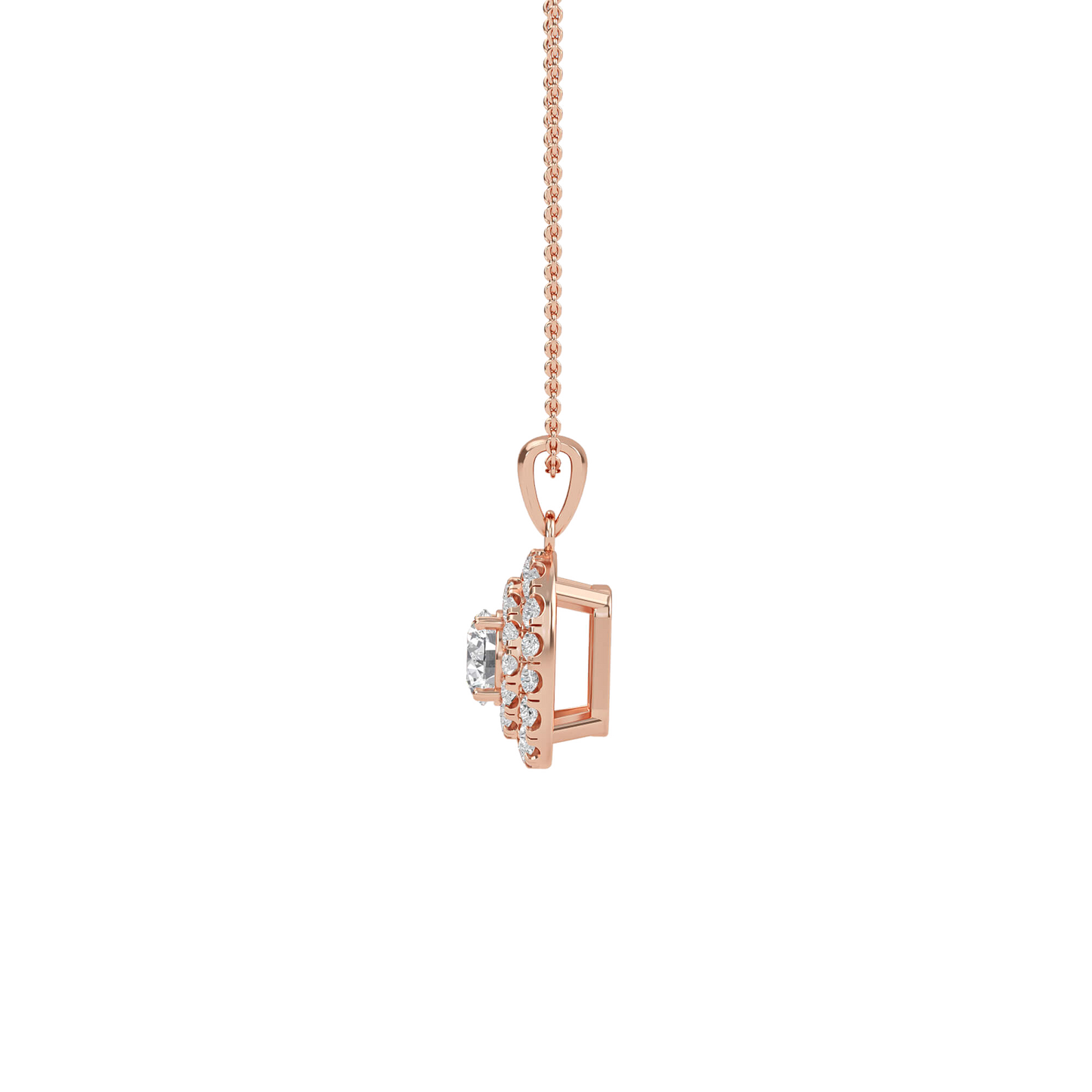 Nina - Double Halo Round Diamond Pendant