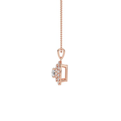 Nina - Double Halo Round Diamond Pendant