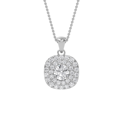 Nina - Double Halo Round Diamond Pendant