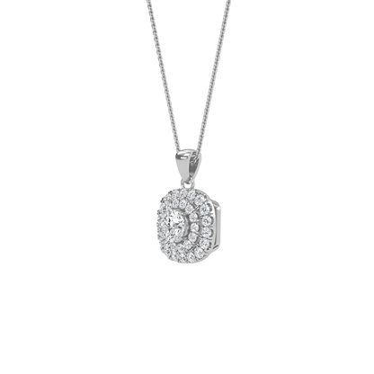 Nina - Double Halo Round Diamond Pendant