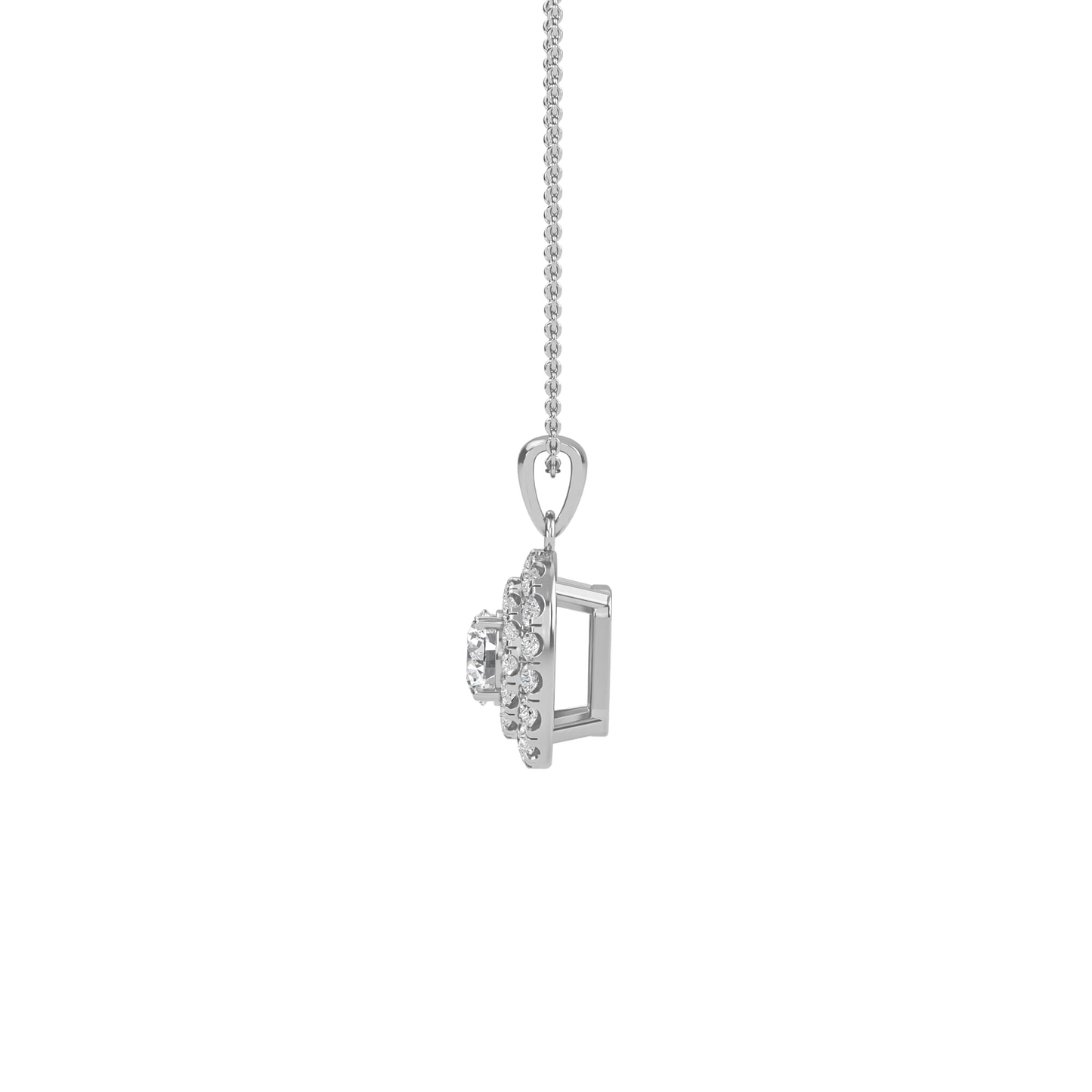 Nina - Double Halo Round Diamond Pendant