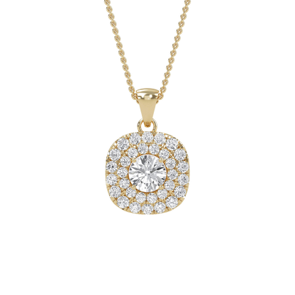 Nina - Double Halo Round Diamond Pendant