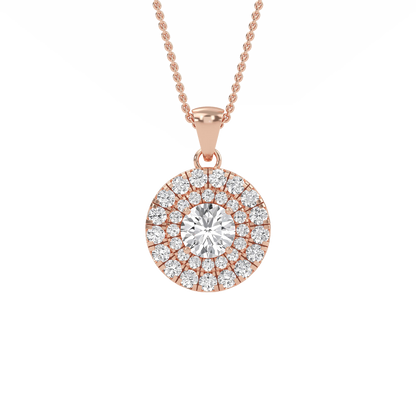 Emily - Round Double Halo Pendant