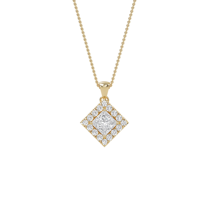 Emma – Princess-Cut Diamond Halo Pendant