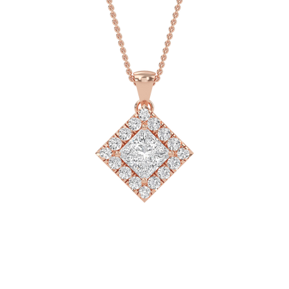 Emma – Princess-Cut Diamond Halo Pendant