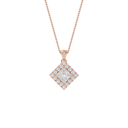 Emma – Princess-Cut Diamond Halo Pendant