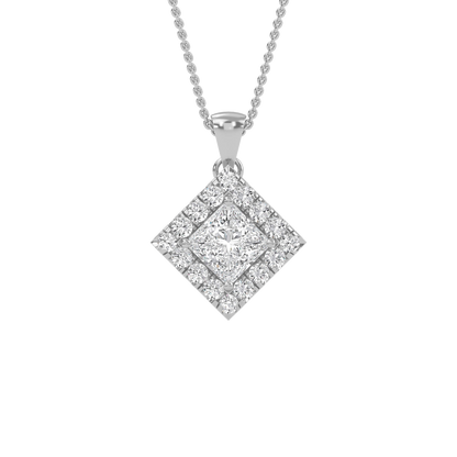 Emma – Princess-Cut Diamond Halo Pendant