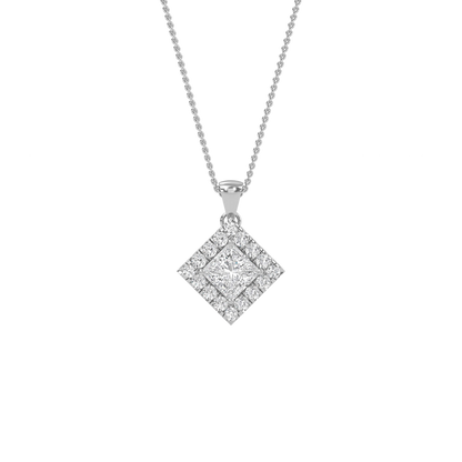 Emma – Princess-Cut Diamond Halo Pendant