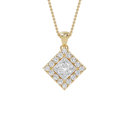 Emma – Princess-Cut Diamond Halo Pendant
