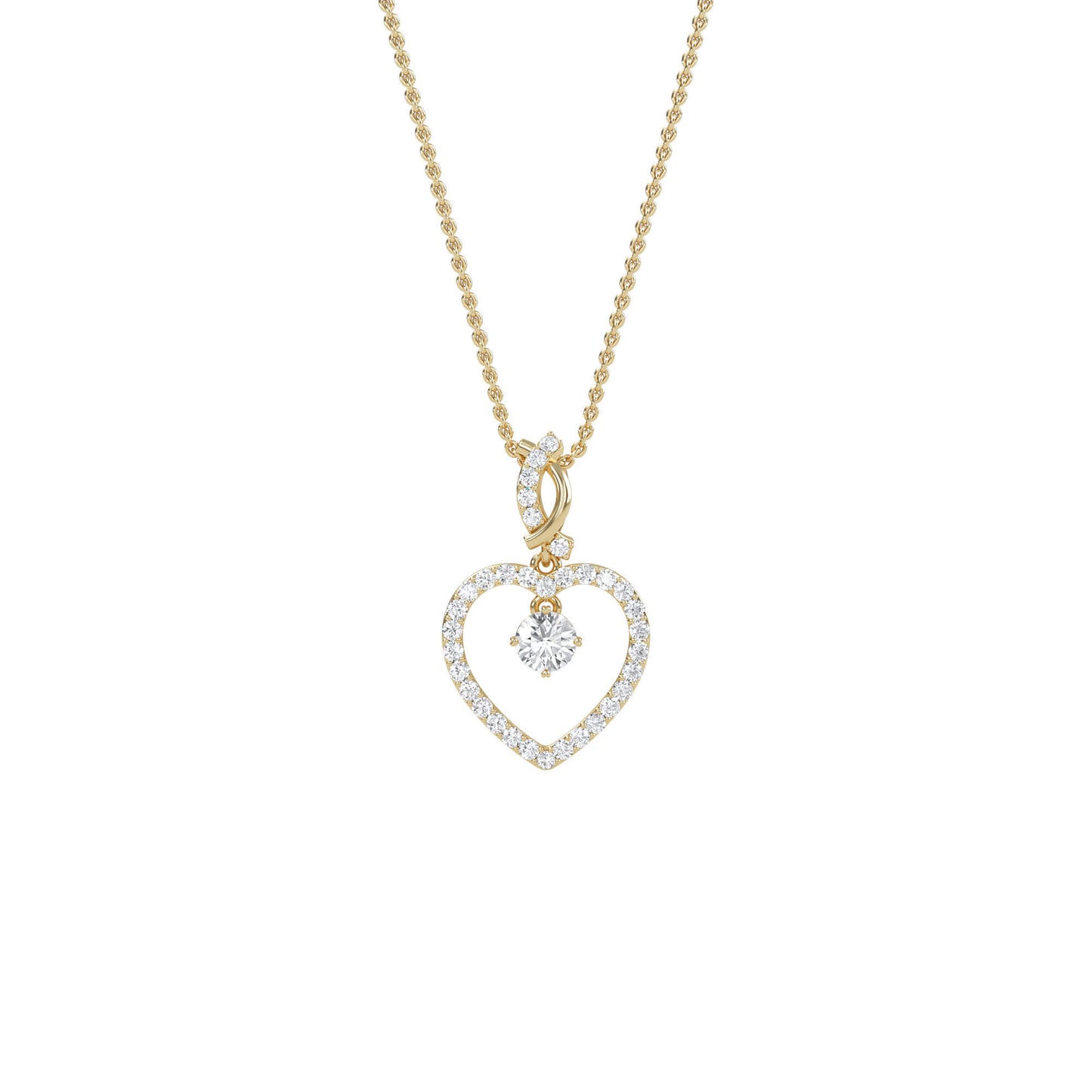 Ida – Solitaire Heart Pendant with Pavé Detailing