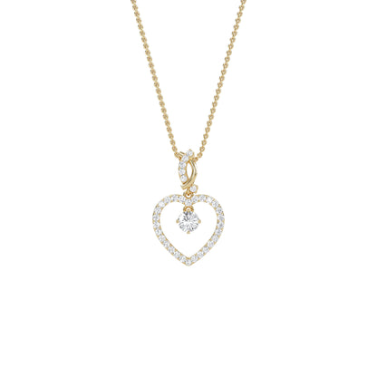 Ida – Solitaire Heart Pendant with Pavé Detailing