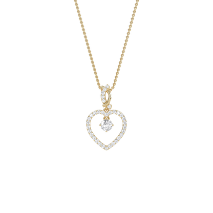 Ida – Solitaire Heart Pendant with Pavé Detailing