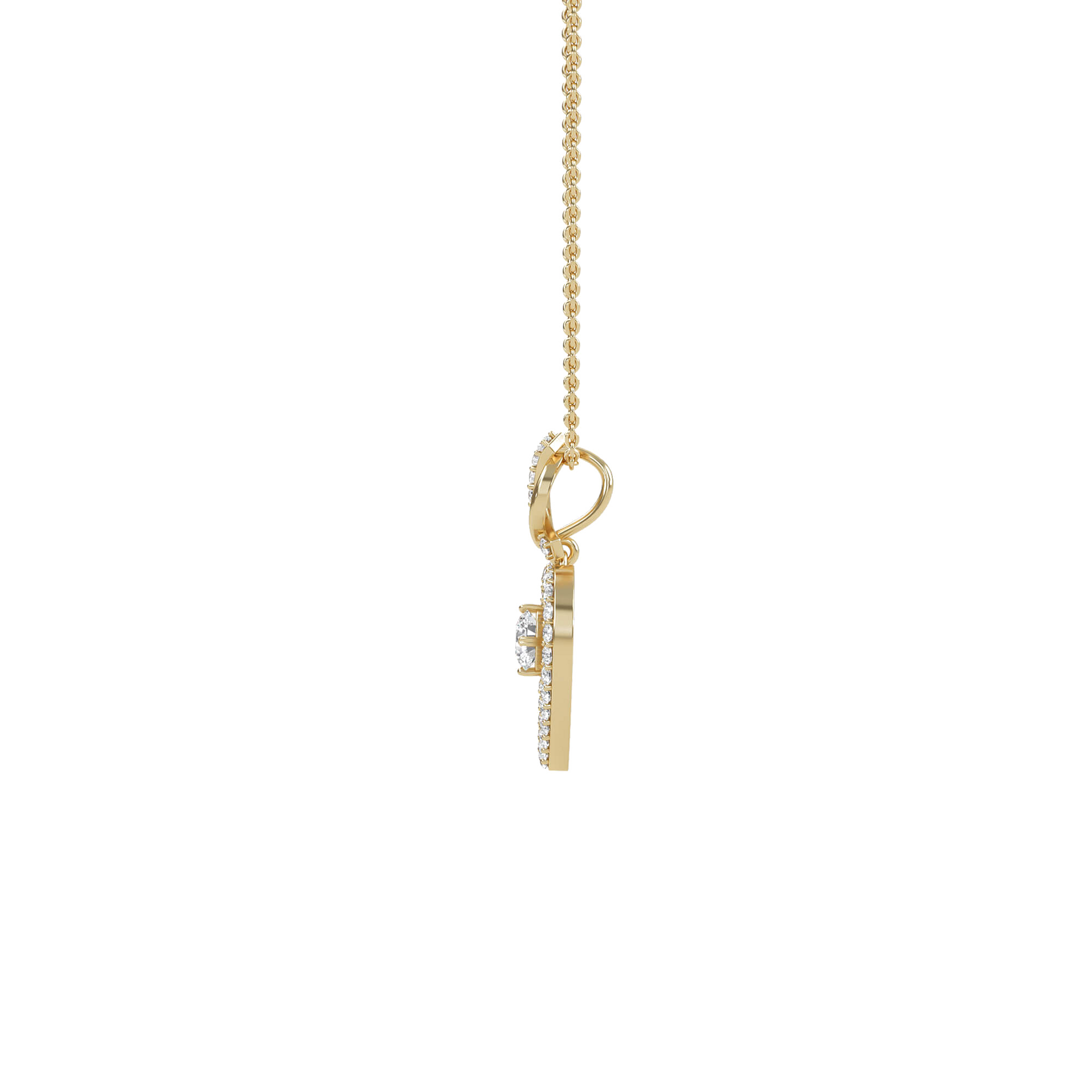 Ida solitaire heart pendant by Carat House Dubai with pavé diamond detailing, showcasing sparkling elegance and fine craftsmanship.