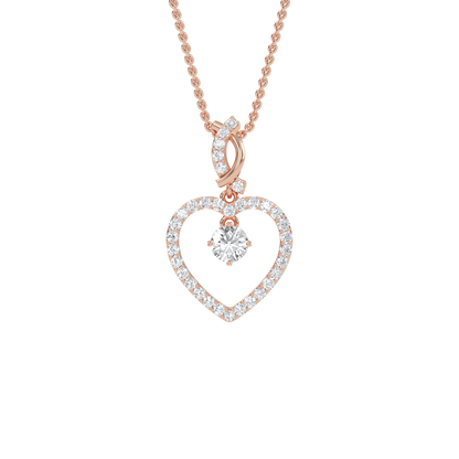 Ida – Solitaire Heart Pendant with Pavé Detailing