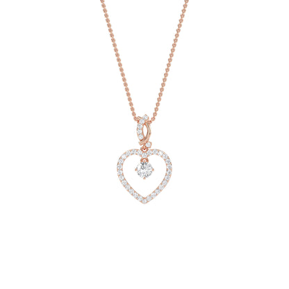Ida – Solitaire Heart Pendant with Pavé Detailing