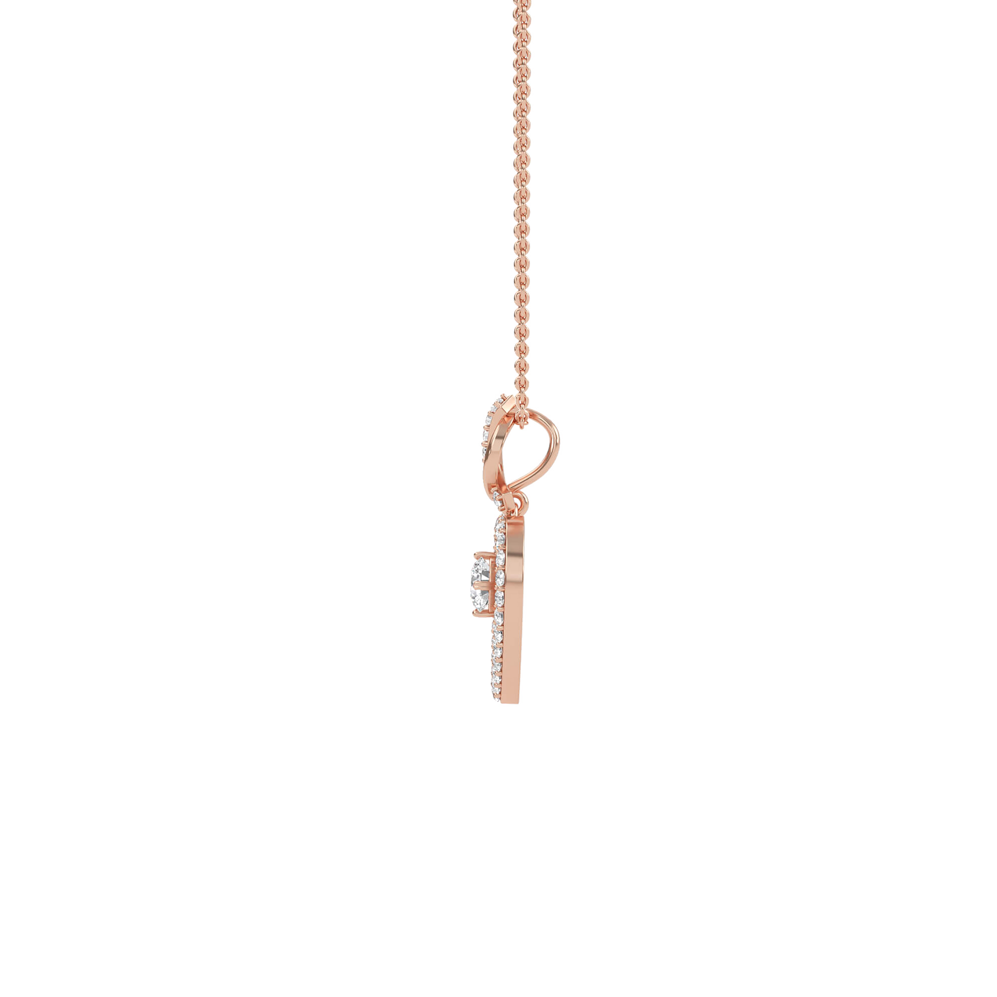 Carat House Dubai Ida solitaire heart pendant with pavé detailing, featuring a sparkling gemstone and intricate metalwork.