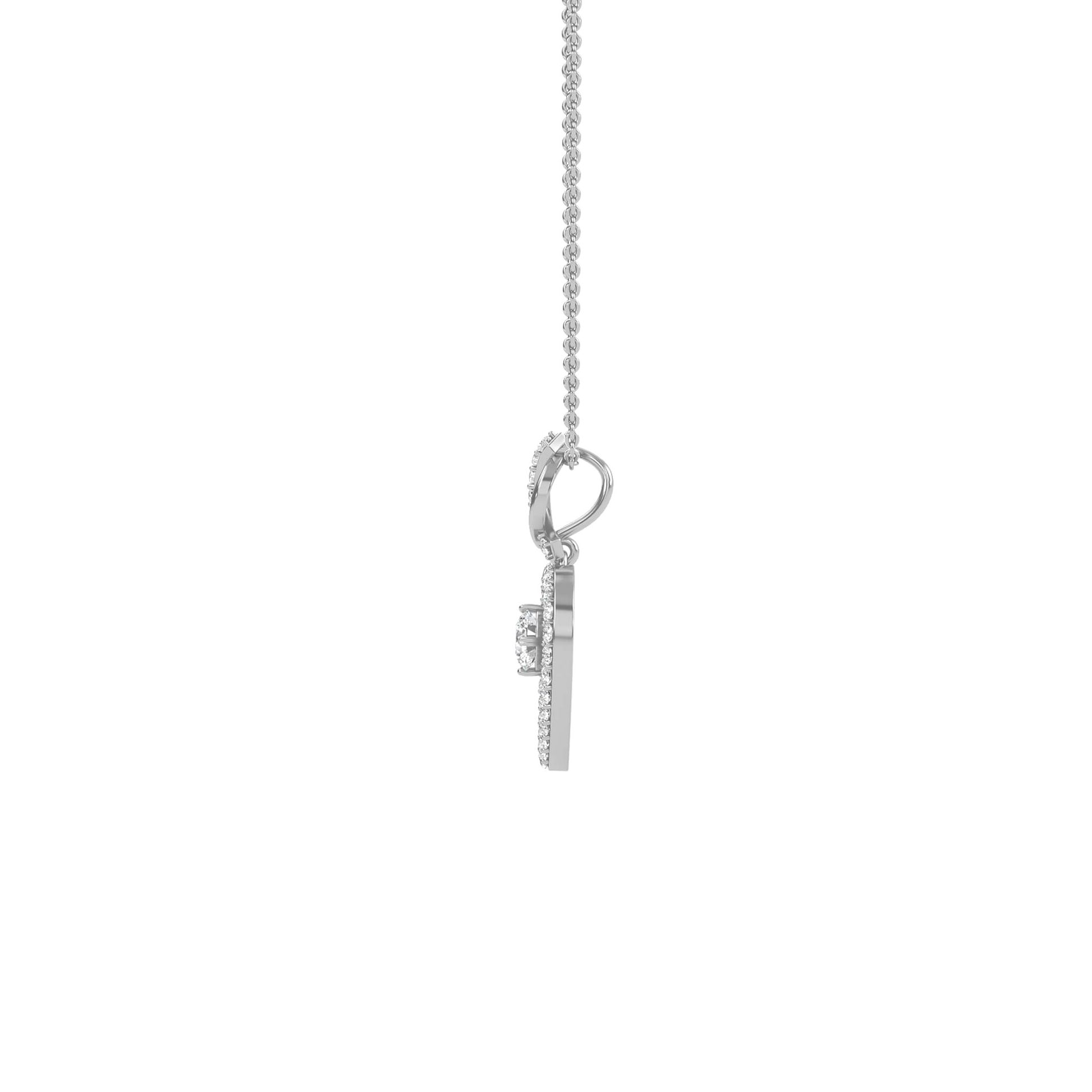 Carat House Dubai Ida solitaire heart pendant with pavé detailing, featuring a sparkling heart-shaped gemstone and intricate metalwork.
