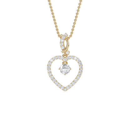 Ida – Solitaire Heart Pendant with Pavé Detailing