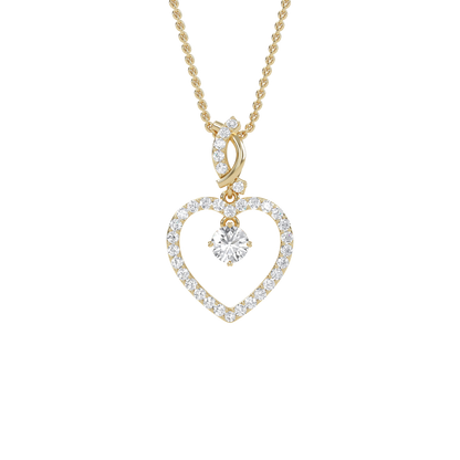 Ida – Solitaire Heart Pendant with Pavé Detailing