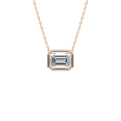 Jaime– Emerald-Cut Bezel Solitaire Pendant