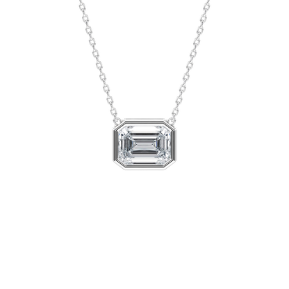 Jaime– Emerald-Cut Bezel Solitaire Pendant