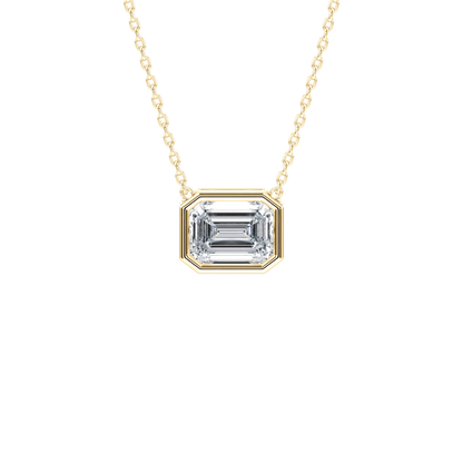 Jaime– Emerald-Cut Bezel Solitaire Pendant