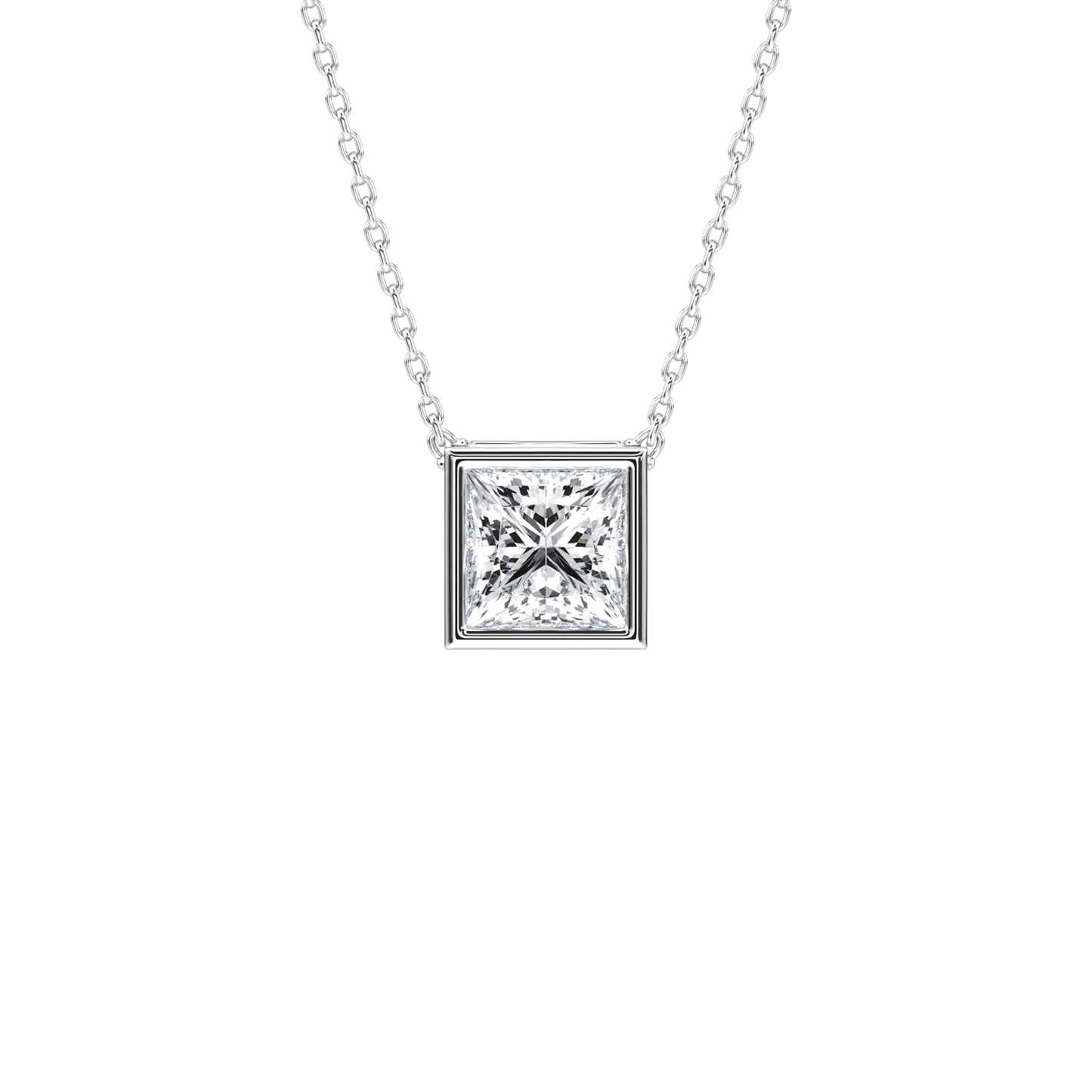 Joan – Princess-Cut Bezel Solitaire Pendant