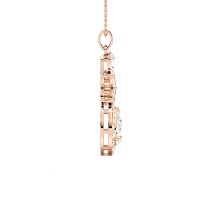 Julie – Pear-Cut Halo Drop Pendant with Marquise Flower Motif