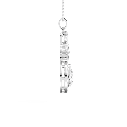 Julie – Pear-Cut Halo Drop Pendant with Marquise Flower Motif