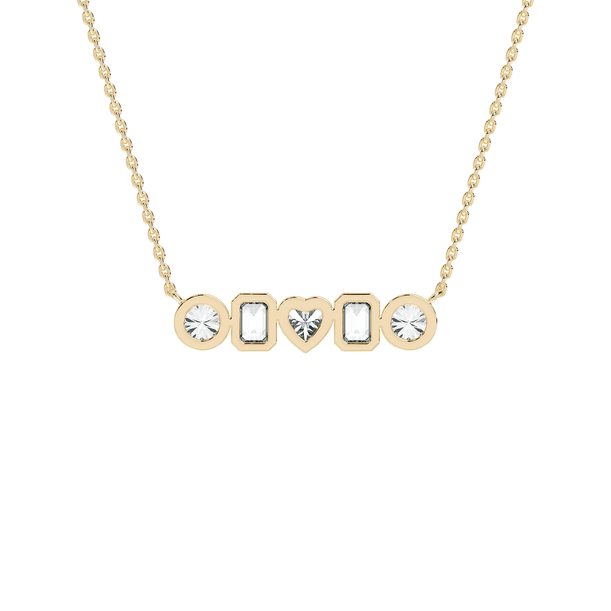 Ciel five-stone diamond pendant by Carat House Dubai featuring sparkling diamonds on a delicate chain.