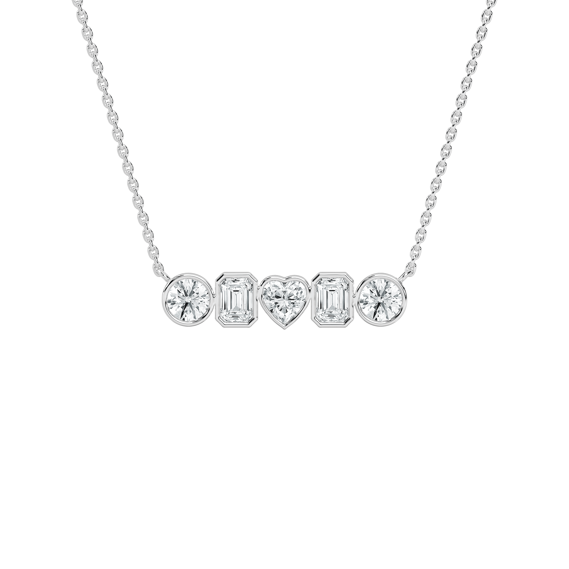 Ciel – Five-Stone Diamond Pendant — diamond pendant necklace — lab grown diamond — 18k white gold — Carat House