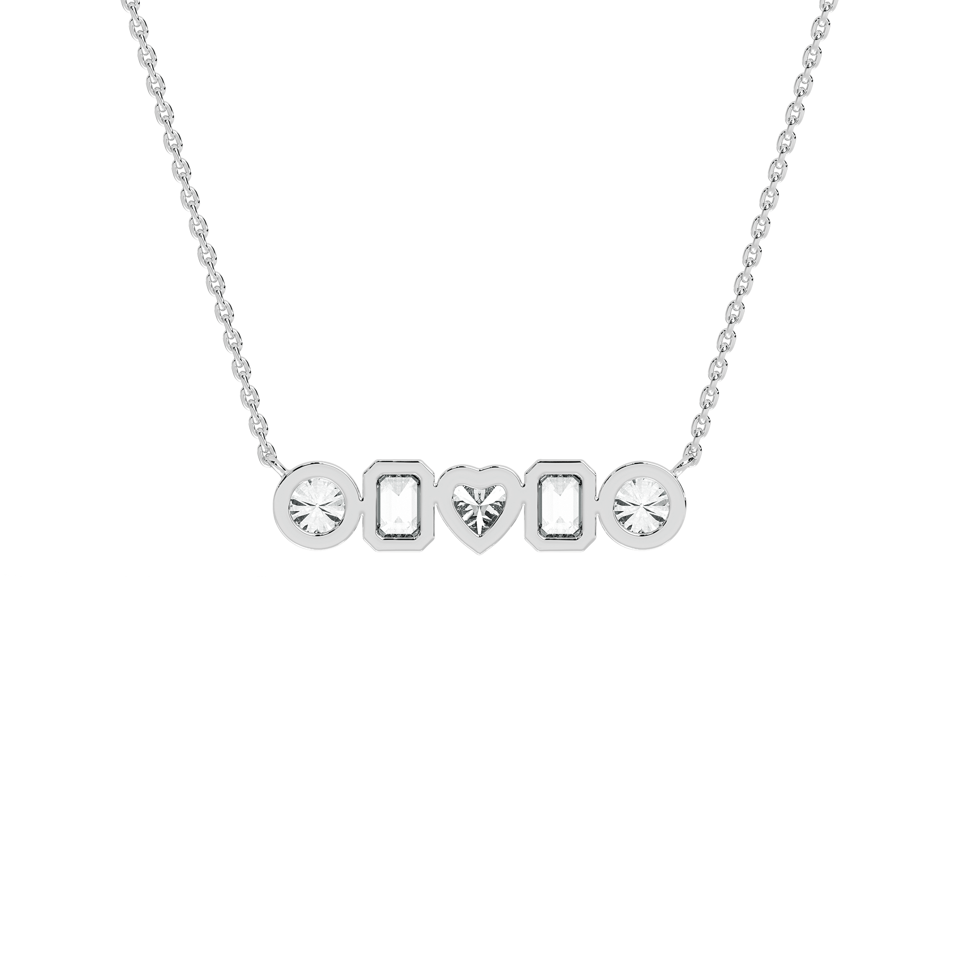 Elegant Ciel five-stone diamond pendant by Carat House Dubai, showcasing a sparkling design with five brilliant diamonds on a delicate chain.
