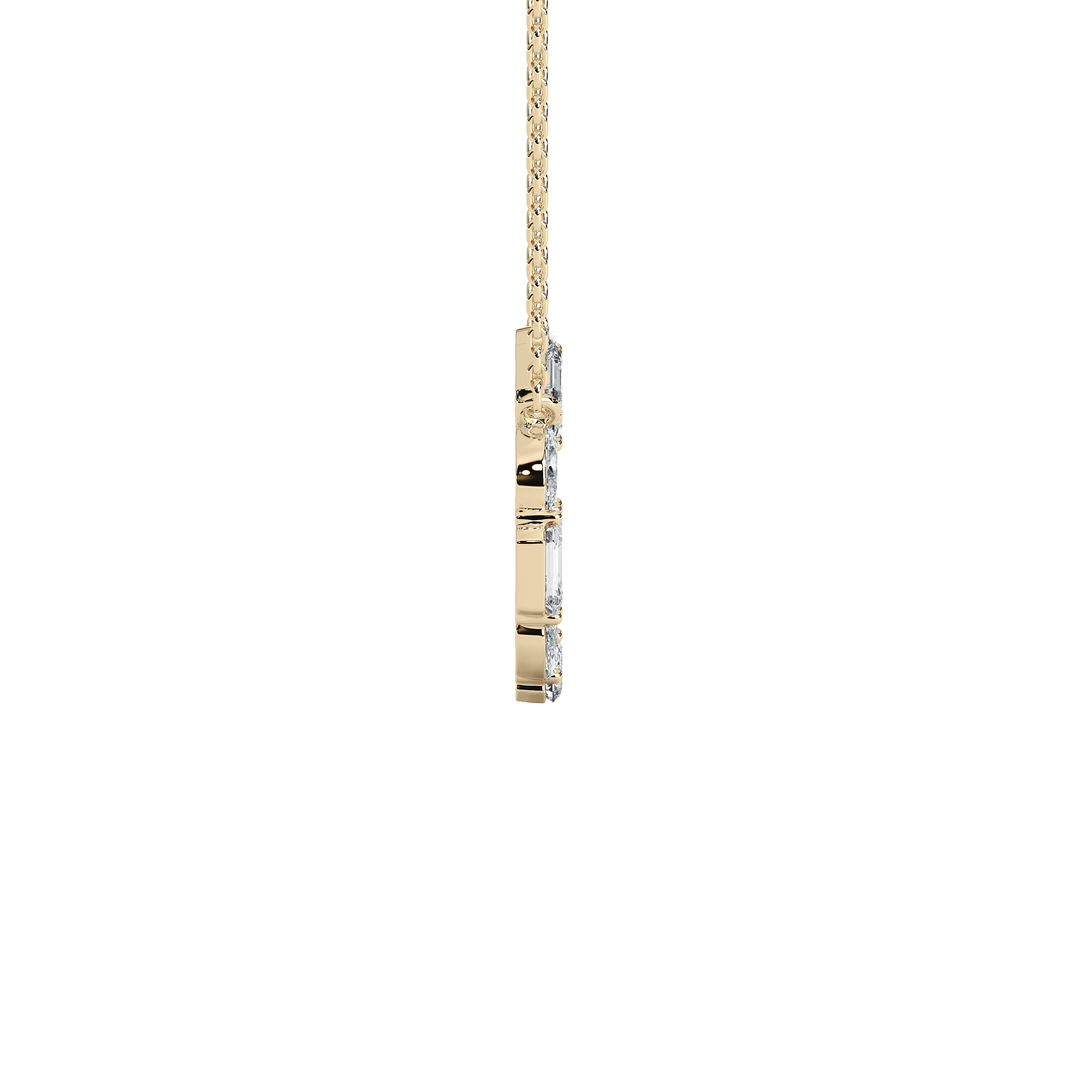 Kari diamond circle pendant featuring alternating oval and emerald-cut diamonds, crafted by Carat House Dubai.