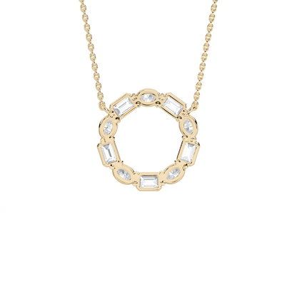 Kari – Alternating Oval and Emerald-Cut Diamond Circle Pendant