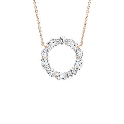 Kari – Alternating Oval and Emerald-Cut Diamond Circle Pendant