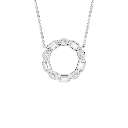 Kari – Alternating Oval and Emerald-Cut Diamond Circle Pendant