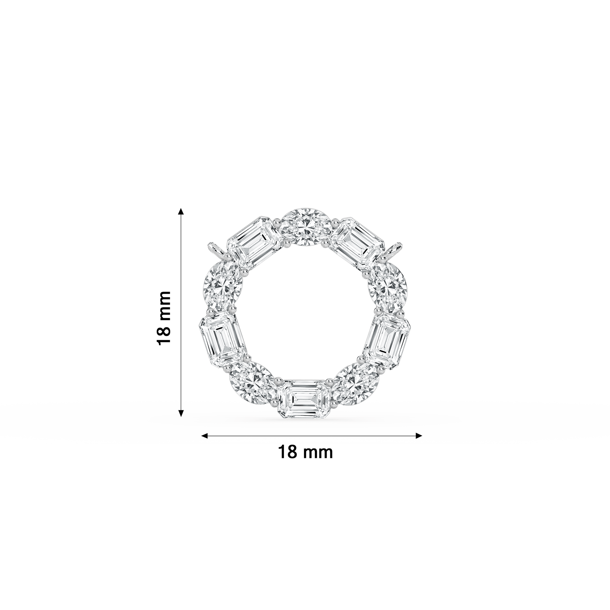 Kari diamond circle pendant with alternating oval and emerald-cut diamonds, sparkling pendant jewelry from Carat House Dubai